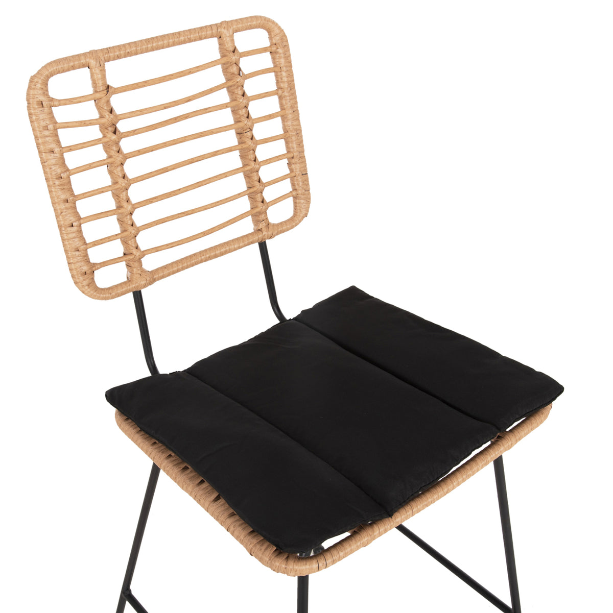 ΣΚΑΜΠΟ ΜΠΑΡ ALLEGRA ΜΕΤΑΛΛΟ & ΜΑΞΙΛΑΡΙ ΜΑΥΡΟ WICKER ΜΠΕΖ 56x59x116,5