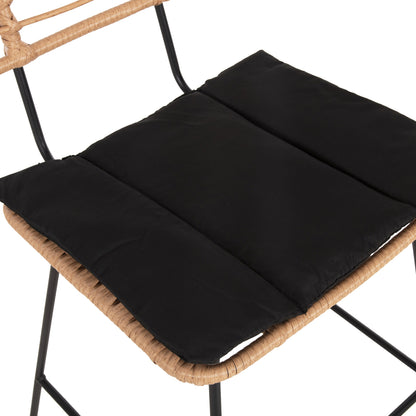 ΣΚΑΜΠΟ ΜΠΑΡ ALLEGRA ΜΕΤΑΛΛΟ & ΜΑΞΙΛΑΡΙ ΜΑΥΡΟ WICKER ΜΠΕΖ 56x59x116,5