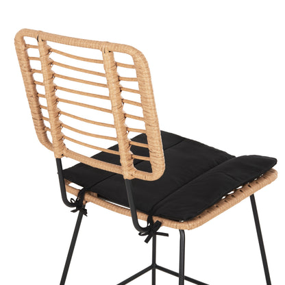 ΣΚΑΜΠΟ ΜΠΑΡ ALLEGRA ΜΕΤΑΛΛΟ & ΜΑΞΙΛΑΡΙ ΜΑΥΡΟ WICKER ΜΠΕΖ 56x59x116,5