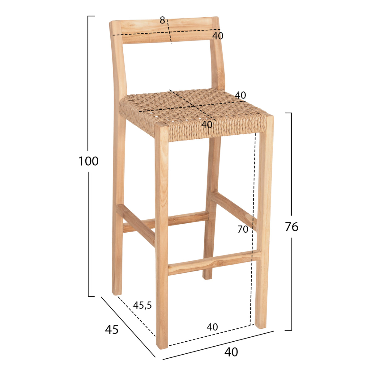 ΣΚΑΜΠΟ ΜΠΑΡ ΜΕ ΠΛΑΤΗ PLERED ΞΥΛΟ ΤΕΑΚ & ΣΧΟΙΝΙ VIRO 40x45x100