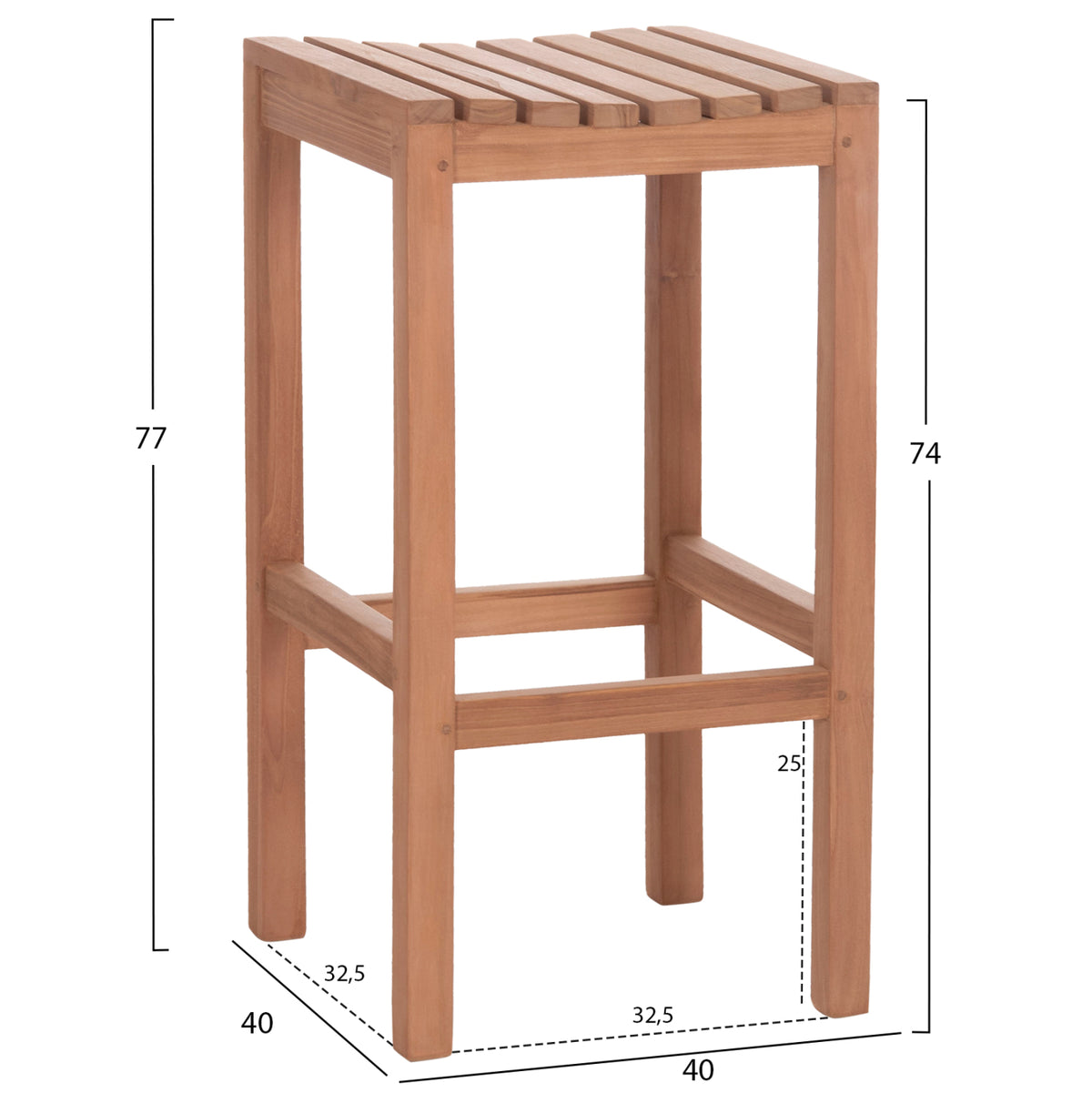 ΣΚΑΜΠΟ ΜΠΑΡ NIKOL ΞΥΛΟ ΤΕΑΚ ΣΕ ΦΥΣΙΚΟ 40x40x77