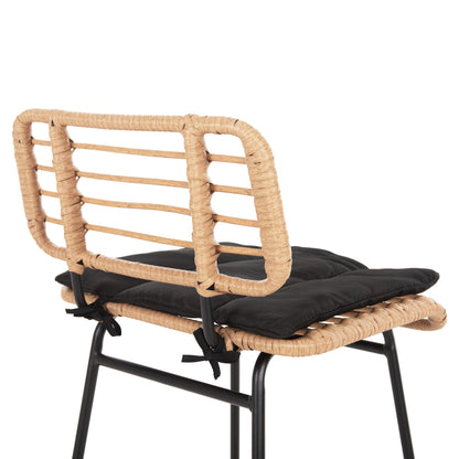 ΣΚΑΜΠΟ ΜΠΑΡ ΨΗΛΟ ALLEGRA ΜΕΤΑΛΛΟ & ΜΑΞΙΛΑΡΙ ΜΑΥΡΟ WICKER ΜΠΕΖ 48x49x99,5