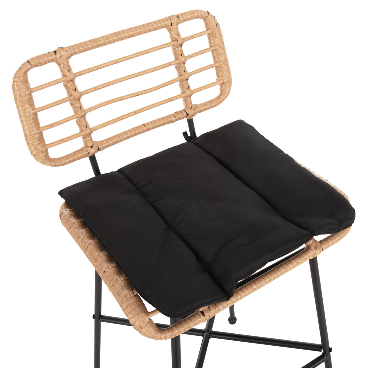 ΣΚΑΜΠΟ ΜΠΑΡ ΨΗΛΟ ALLEGRA ΜΕΤΑΛΛΟ & ΜΑΞΙΛΑΡΙ ΜΑΥΡΟ WICKER ΜΠΕΖ 48x49x99,5