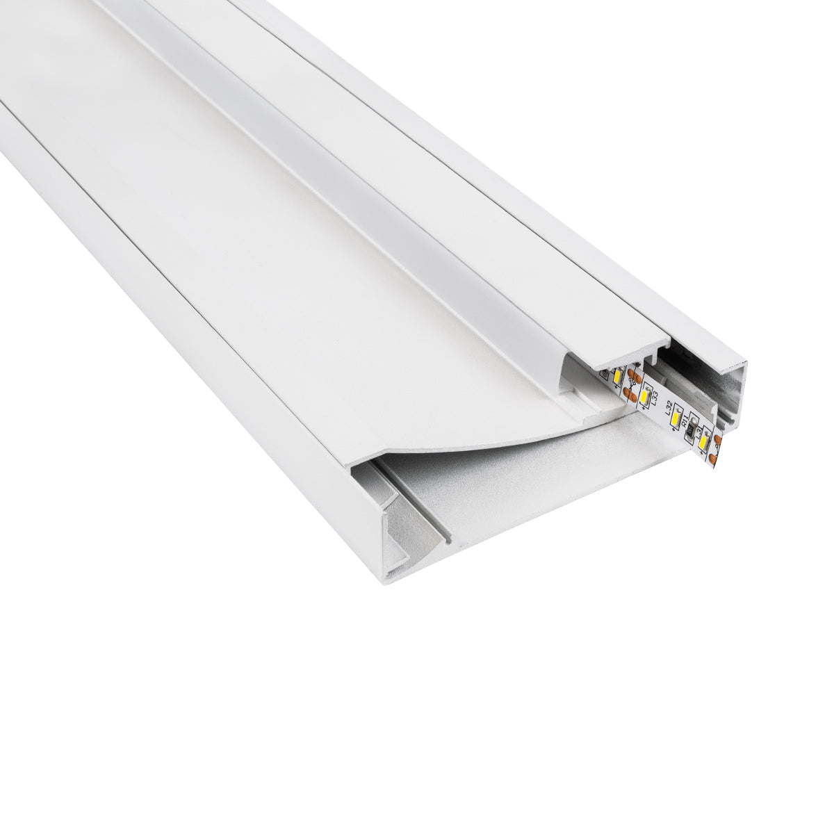 SKIRTINGBOARD-PROFILE 70851-3M Προφίλ Αλουμινίου - Βάση & Ψύκτρα Ταινίας LED με Λευκό Γαλακτερό Κάλυμμα - Επιφανειακή Χρήση για Περβάζι - Πατητό Κάλυμμα - Λευκό - 3 Μέτρα - Μ300 x Π1.6 x Υ8cm