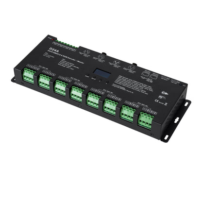 SKYDANCE-D24A 70673 DC DMX Master Dimmer / Controller / Decoder Υψηλής Ταχύτητας με 24 x 3A 72W Κανάλια DC 12-24V 72.5A 1740W Max IP20 - DMX512 & RDM - Μ16.7 x Π5 x Υ2.4