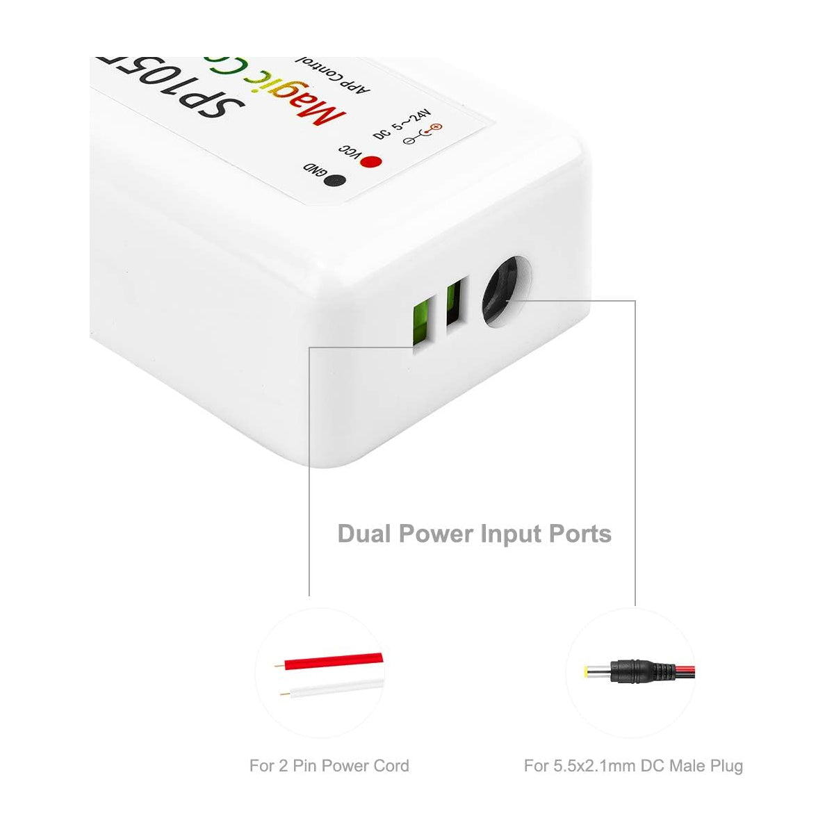 SP105E 70039 WiFi 2.4G Ψηφιακός Pixel Addressable Controller DC 5-12-24V IP20 - WiFi 2.4G - SPI/TTL Protocol 2048 IC - Μ8.5 x Π4.5 x Υ2.2