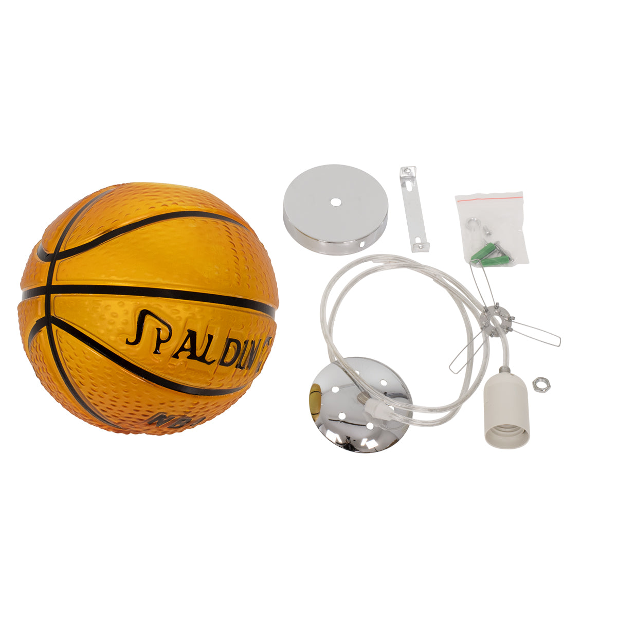 SPALDING NBA 00645 Παιδικό Κρεμαστό Φωτιστικό Οροφής με Ντουί 1 x E27 AC 220-240V IP20 - Πορτοκαλί & Μαύρο - Μ18 x Π18 x Υ18