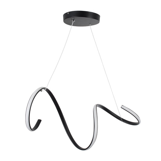 SPIRALE 61283 Κρεμαστό Φωτιστικό Οροφής Design LED CCT 75W 8400lm 300° AC 220-240V - Εναλλαγή Φωτισμού μέσω Τηλεχειριστηρίου All In One Ψυχρό 6000k+Φυσικό 4500k+Θερμό 2700k Dimmable Μ72 x Π25 x Υ30cm - Μαύρο