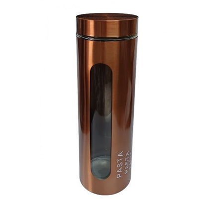 Χρυσό-Ροζ Βάζο Ζυμαρικών με Καπάκι Γυάλινο 10x10x33