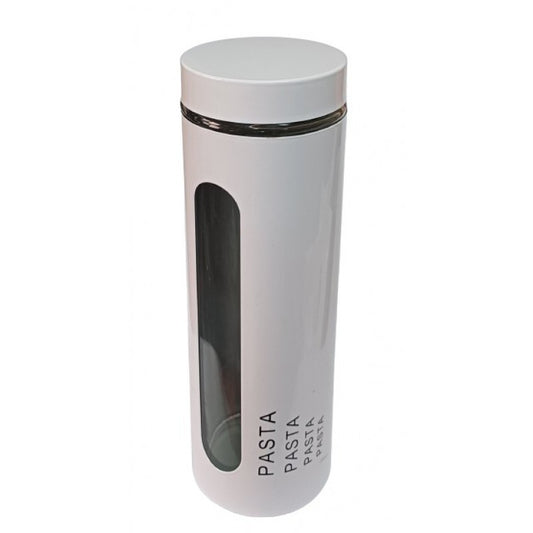 Λευκό Βάζο Ζυμαρικών με Καπάκι Γυάλινο 10x10x33