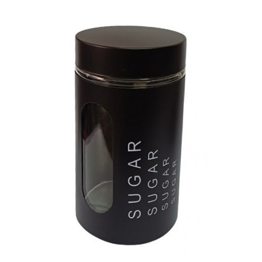 Μαύρο Βάζο Ζάχαρης με Καπάκι Γυάλινο 10x10x17