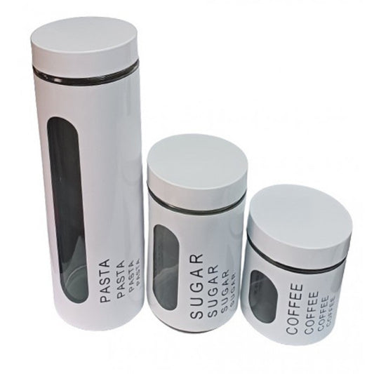 Λευκό Βάζο Ζάχαρης με Καπάκι Γυάλινο 10x10x17