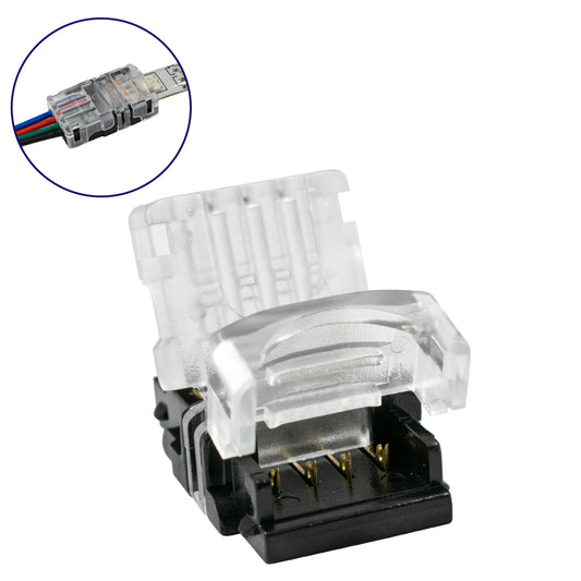 STRIPART 70724 Ενωτικός Ταχυσύνδεσμος για Πολύχρωμη RGB Ταινία LED 4Pin 10mm σε Καλώδιο Τροφοδοσίας 4Pin Αδιάβροχο IP65 - Μ1.5 x Π2.4 x Υ0.8