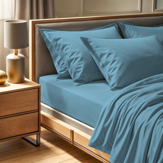Σεντόνι Tonne Cotton Box Διπλό 240x260εκ Χρώμα Μπλε