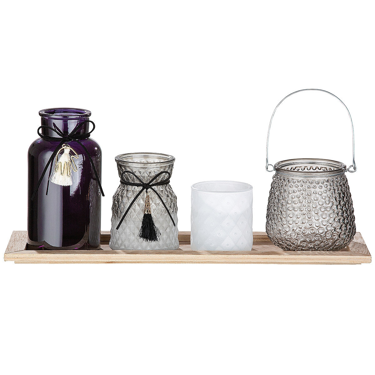 Σετ Φανάρι/Βάζο Πολύχρωμο Γυαλί 15x40x18 Σετ 4 Τμχ