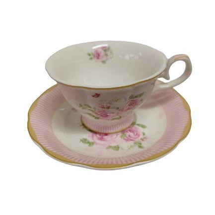 Σετ Φλυτζάνια Τσαγιού Πορσελάνης 2 Τεμ Pink Roses 8.5x15εκ