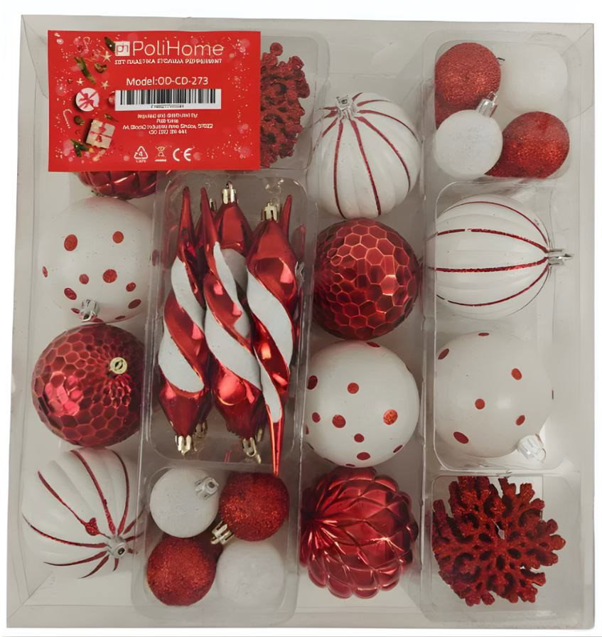 Σετ Πλαστικά Στολίδια Peppermint 50 Τεμάχια