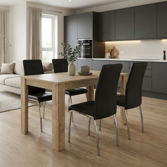 Σετ Τραπεζαρία 5 Τμχ Darlen - Alma Χρώμα Sapphire Oak - Μαύρο 125x72x74