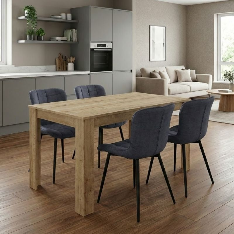 Σετ Τραπεζαρία 5 Τμχ Darlen - Chiara Χρώμα Sapphire Oak - Ανθρακί 125x72x74