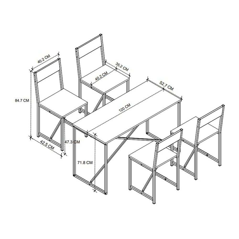 Σετ Τραπεζαρία 5 Τμχ Maysa Χρώμα Pine Oak 120x52,7x71,8