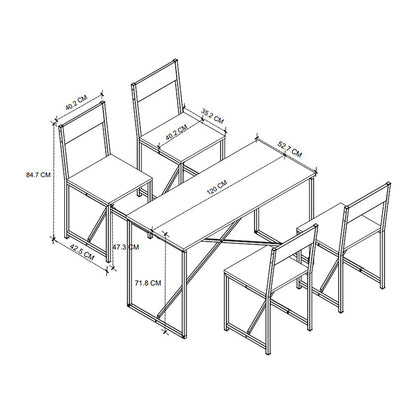 Σετ Τραπεζαρία 5 Τμχ Maysa Χρώμα Pine Oak 120x52,7x71,8