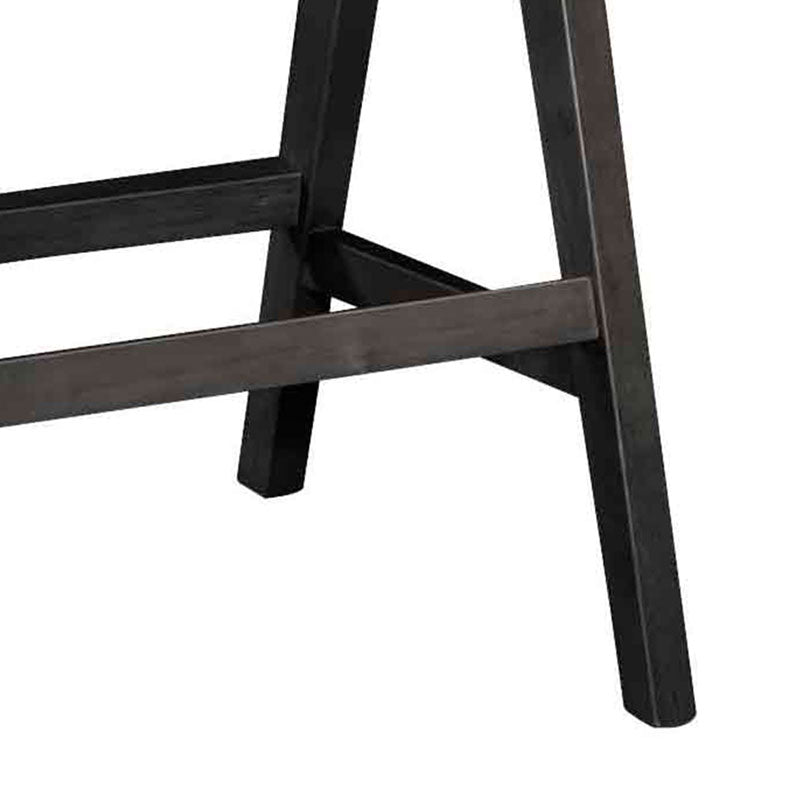 Σκαμπό Bar Winslow Ξύλο Rubberwood Μαύρο-PVC Rattan Φυσικό-Ύφασμα Γκρι