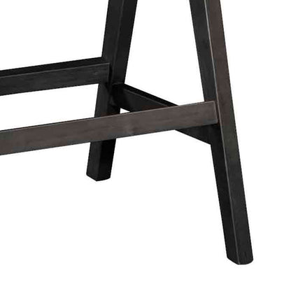 Σκαμπό Bar Winslow Ξύλο Rubberwood Μαύρο-PVC Rattan Φυσικό-Ύφασμα Γκρι