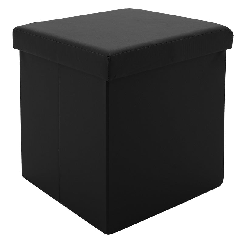 Σκαμπό-Μπαούλο Crystal PU Μαύρο 38x38x38