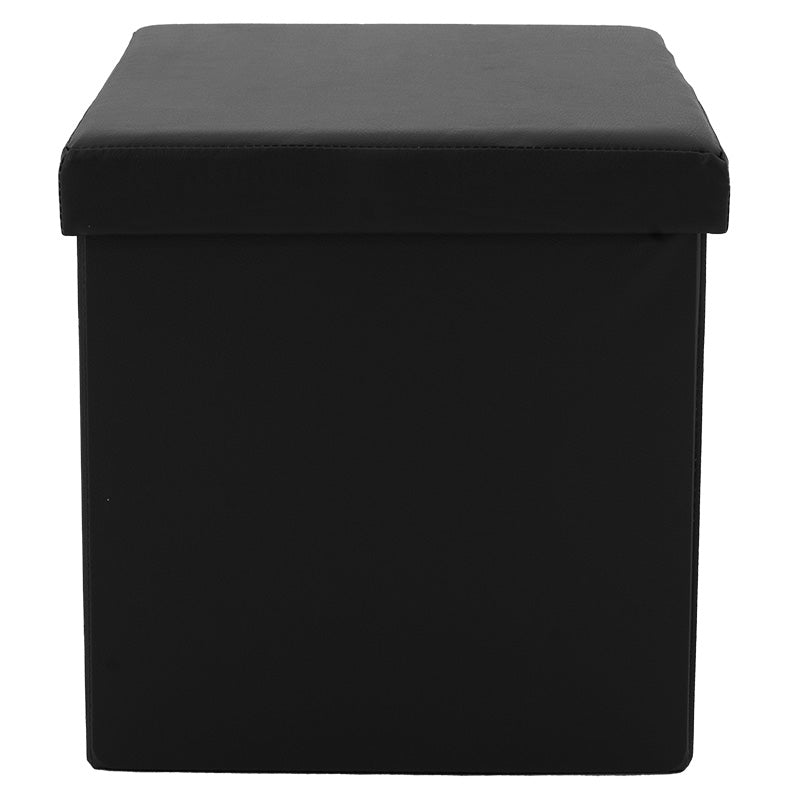 Σκαμπό-Μπαούλο Crystal PU Μαύρο 38x38x38