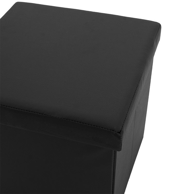Σκαμπό-Μπαούλο Crystal PU Μαύρο 38x38x38