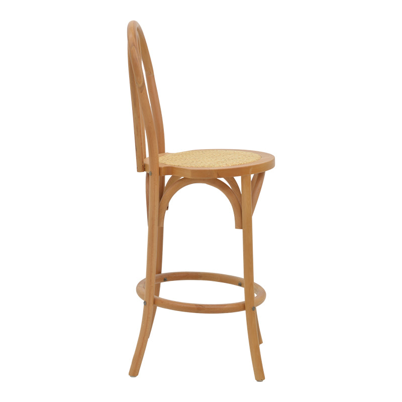 Σκαμπό Μπαρ Thonet Φυσικό Ξύλο Οξιάς-Έδρα Φυσικό Rattan 41x50x105