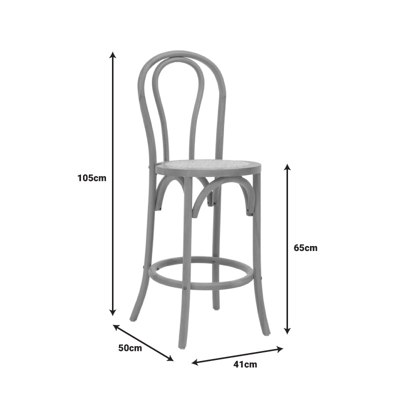 Σκαμπό Μπαρ Thonet Φυσικό Ξύλο Οξιάς-Έδρα Φυσικό Rattan 41x50x105