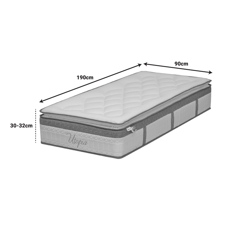 Στρώμα Utopia Pocket Spring με Ανώστρωμα 30-32εκ 90x190εκ