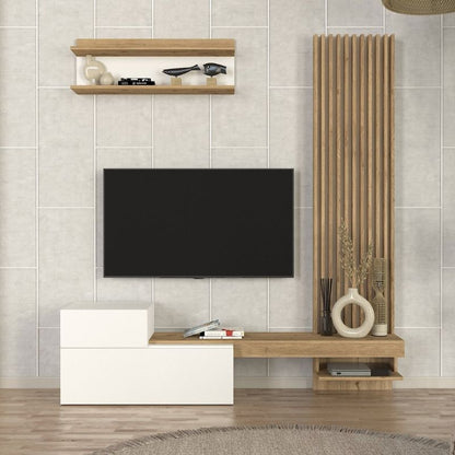 Σύνθεση Τηλεόρασης Dumont Χρώμα Λευκό - Sepet Oak 180x36,8x200