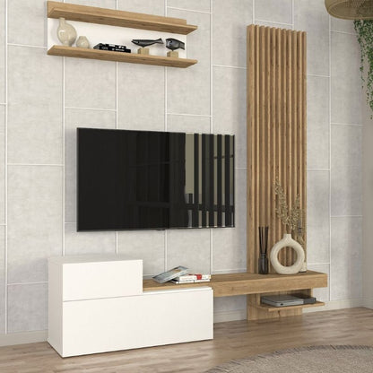 Σύνθεση Τηλεόρασης Dumont Χρώμα Λευκό - Sepet Oak 180x36,8x200