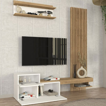 Σύνθεση Τηλεόρασης Dumont Χρώμα Λευκό - Sepet Oak 180x36,8x200