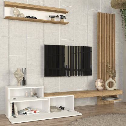 Σύνθεση Τηλεόρασης Dumont Χρώμα Λευκό - Sepet Oak 240x36,8x200
