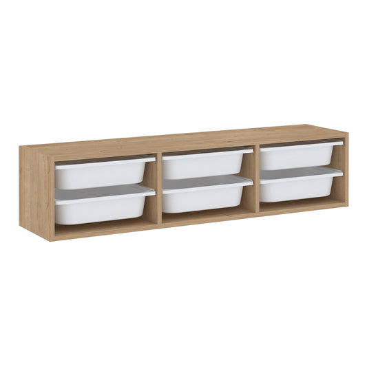 Συρταριέρα Επιτοίχια Pavia με 6 Συρτάρια Χρώμα Sapphire Oak 132x31x30,7
