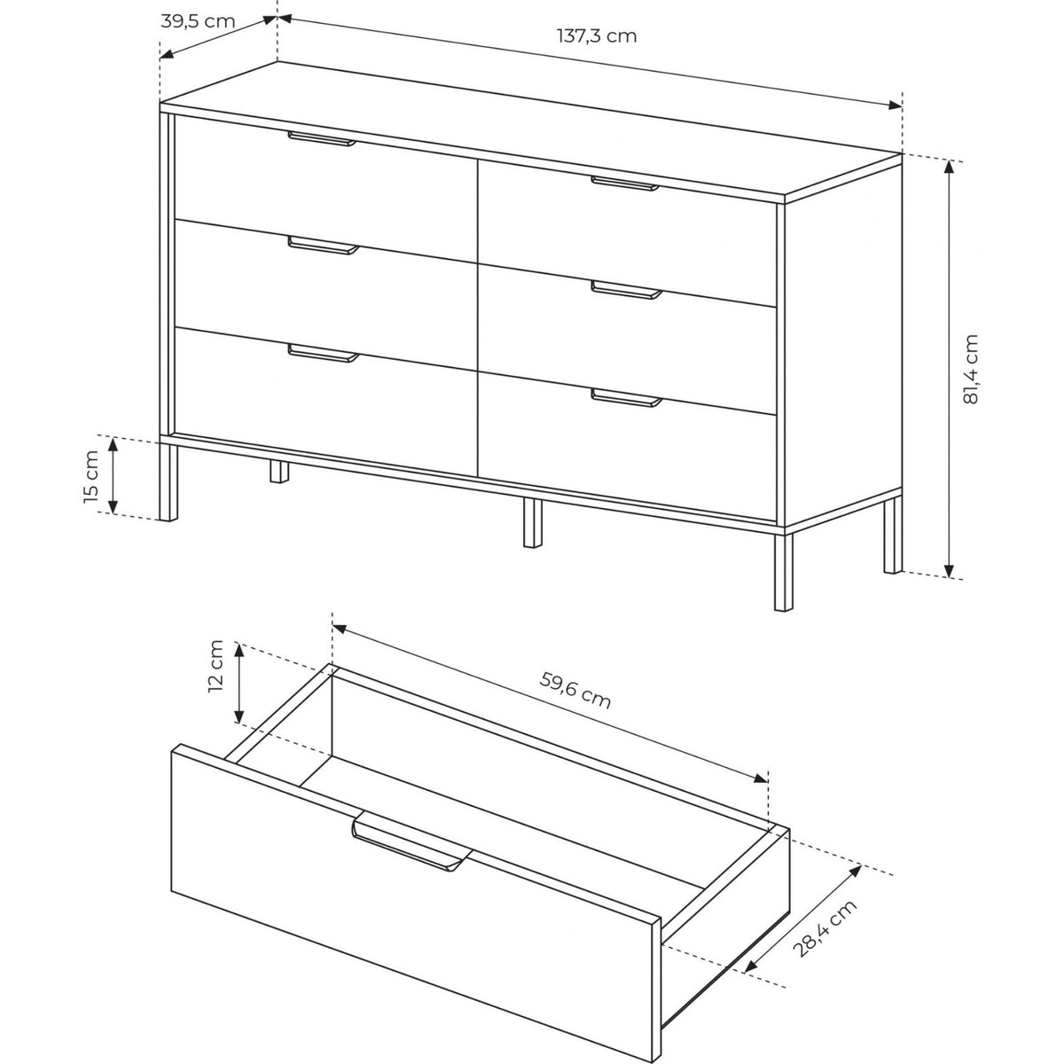 Συρταριέρα Milton 137.3x39.5x81.4