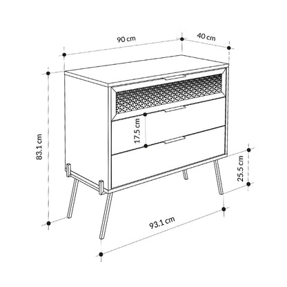 Συρταριέρα Naive Χρώμα Sapphire Oak 93,1x40x83,1