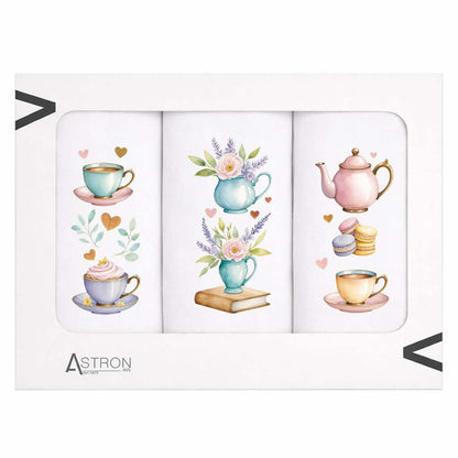 Ποτηρόπανα Κουζίνας Tea & Read Σετ 3 Τμχ