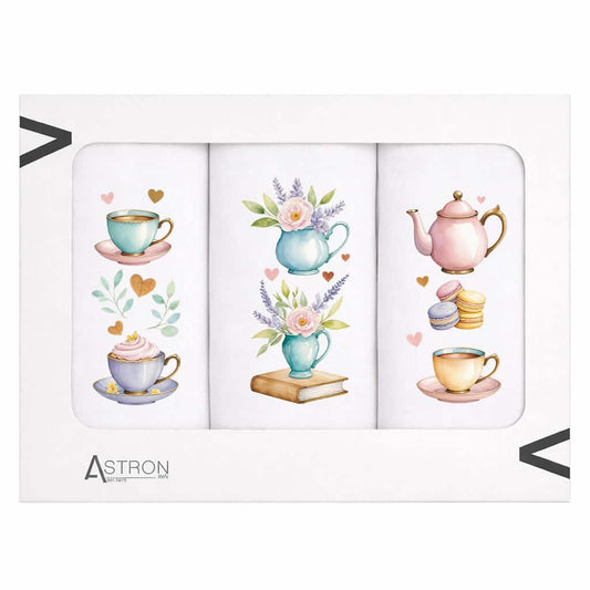 Ποτηρόπανα Κουζίνας Tea & Read Σετ 3 Τμχ