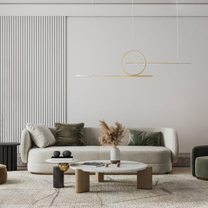 TEREZA 61289 Μοντέρνο Κρεμαστό Φωτιστικό Οροφής LED 67W 7504lm 300° AC 220-240V IP20 Ρυθμιζόμενο Λευκό CCT με Χειριστήριο από 2700K έως 6000K Dimmable - Lumileds SMD Chip - Χρυσό Βούρτσας - Μ110 x Π4.5 x Υ34