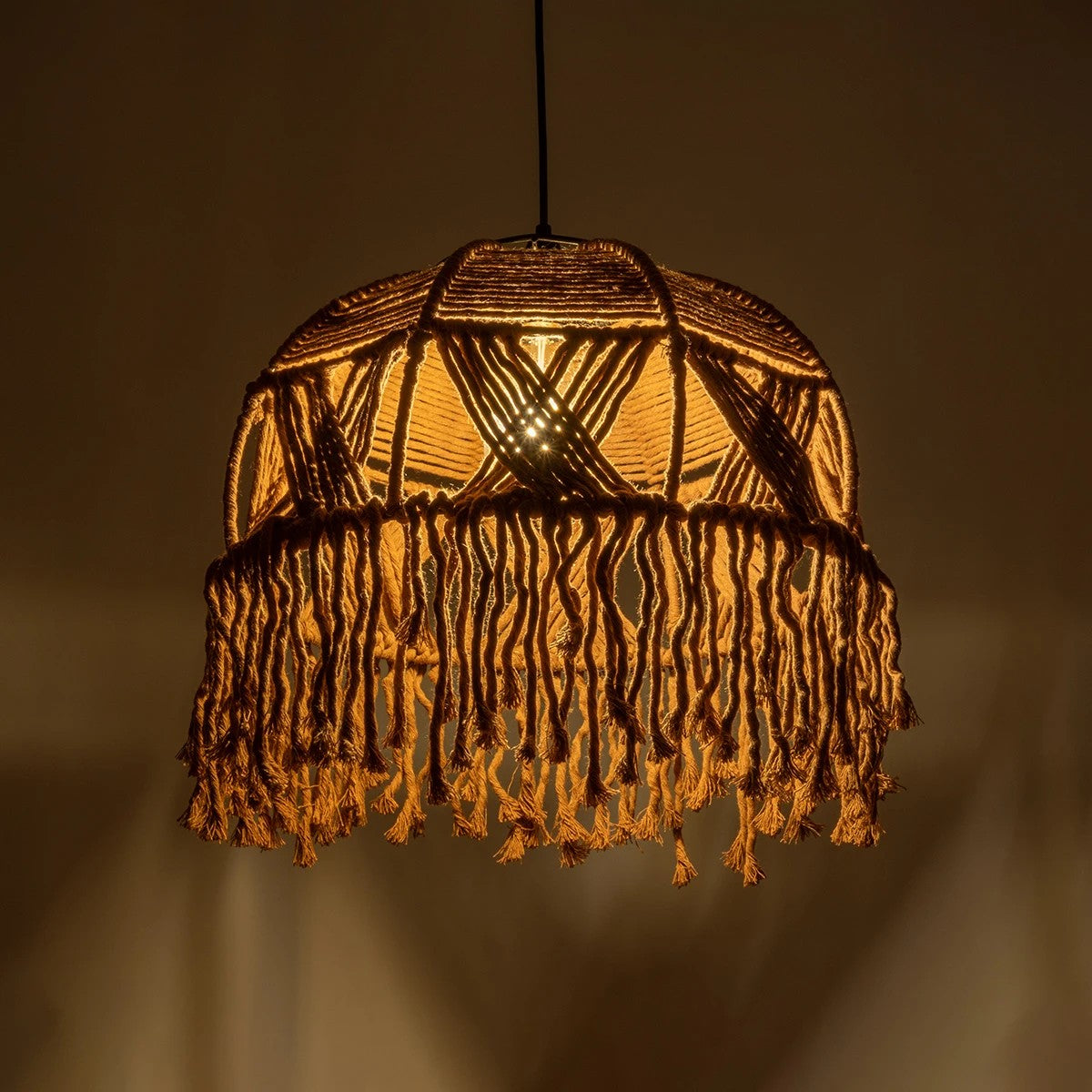 TONA 205-0016 Boho Κρεμαστό Φωτιστικό Οροφής με Ντουί 1 x E27 AC 220-240V IP20 - Καφέ- M40 x Π40 x Υ38