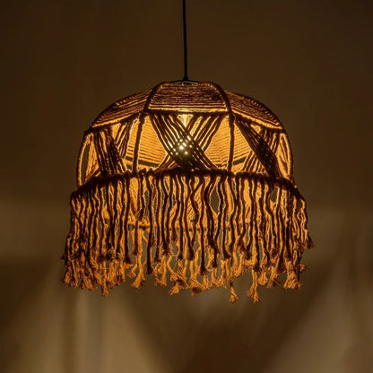 TONA 205-0016 Boho Κρεμαστό Φωτιστικό Οροφής με Ντουί 1 x E27 AC 220-240V IP20 - Καφέ- M40 x Π40 x Υ38