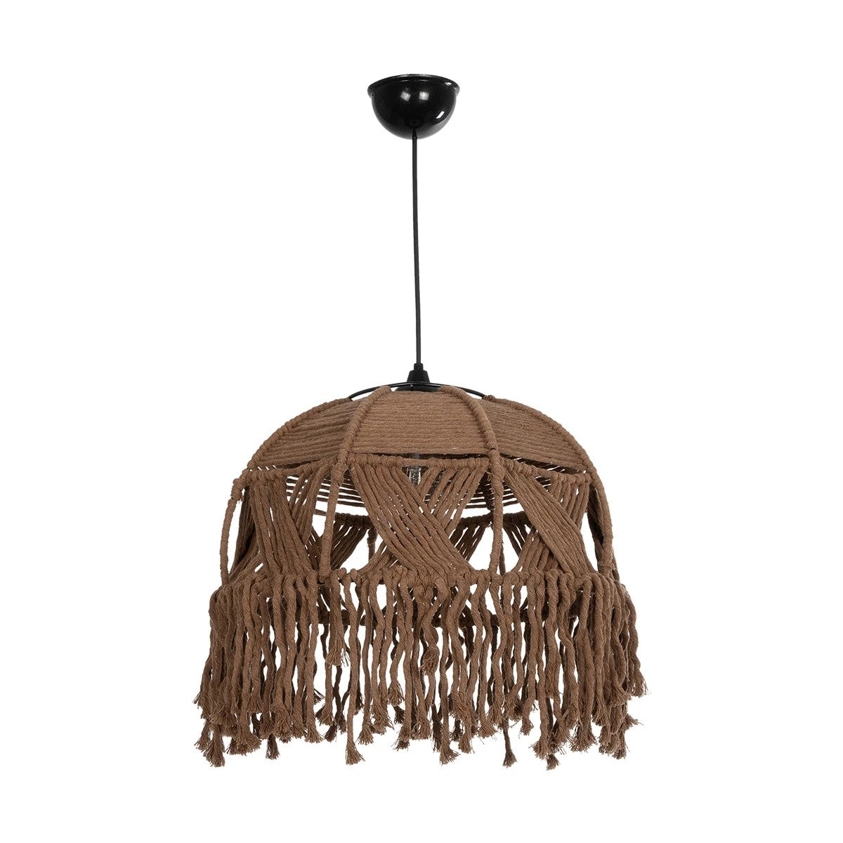 TONA 205-0016 Boho Κρεμαστό Φωτιστικό Οροφής με Ντουί 1 x E27 AC 220-240V IP20 - Καφέ- M40 x Π40 x Υ38
