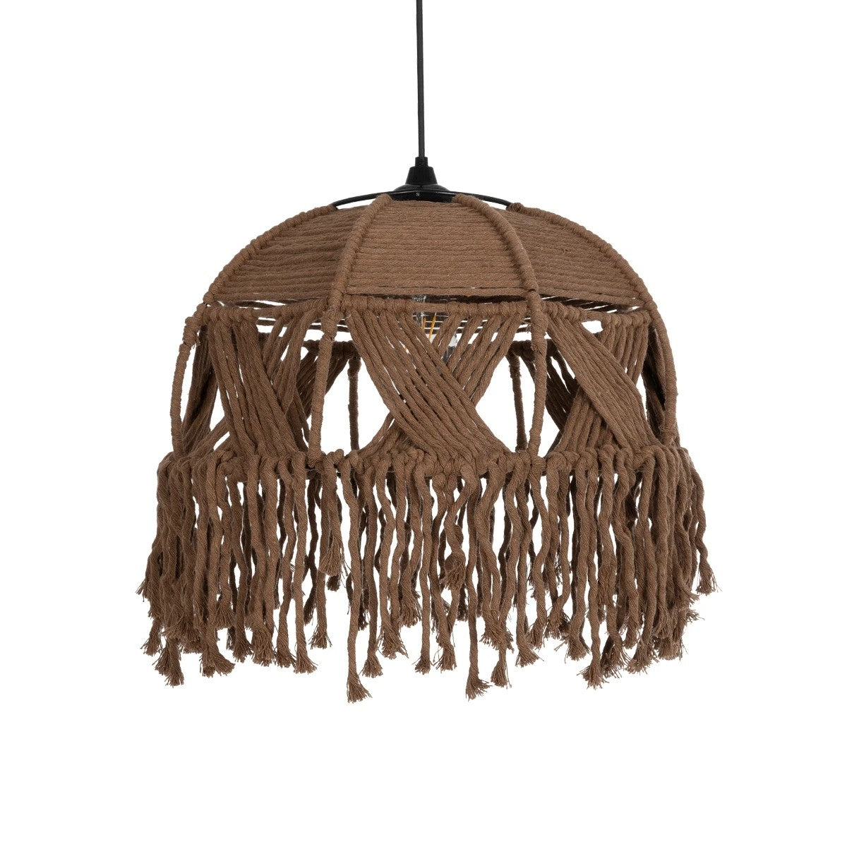 TONA 205-0016 Boho Κρεμαστό Φωτιστικό Οροφής με Ντουί 1 x E27 AC 220-240V IP20 - Καφέ- M40 x Π40 x Υ38
