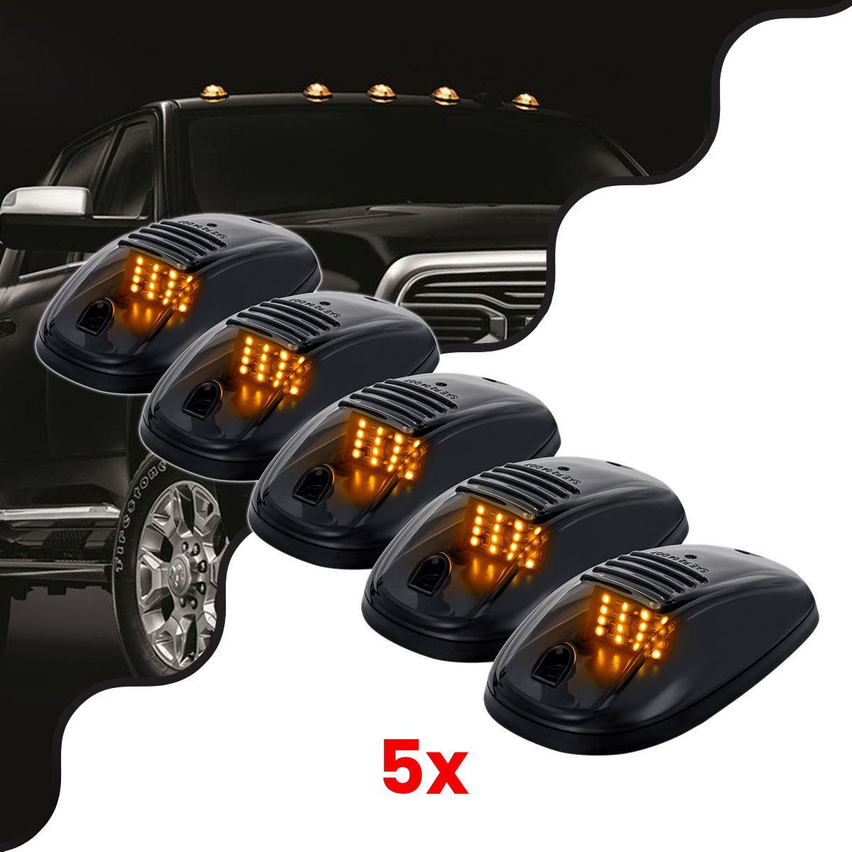 TRAK 85303 Φώτα Όγκου Οχημάτων LED 12W 600lm 90° DC 12V Αδιάβροχο IP65 Πορτοκαλί 2200Κ - Μ14 x Π8.4 x Υ3.5 - Πακέτο 5 Τεμαχίων