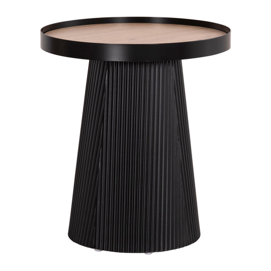 ΤΡΑΠΕΖΑΚΙ ΒΟΗΘΗΤΙΚΟ DENTON MDF TOP ΦΥΣΙΚΟ ΞΥΛΟΥ ΒΑΣΗ ΜΑΥΡΗ Φ45x51,5
