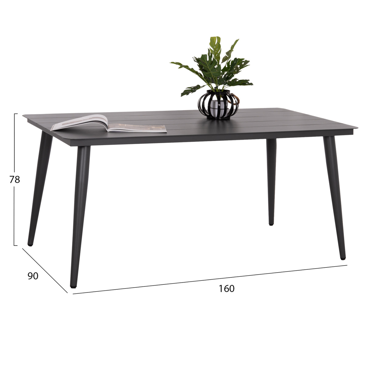 ΤΡΑΠΕΖΙ ΑΛΟΥΜΙΝΙΟΥ ΟΡΘΟΓΩΝΙΟ HIGER ΓΚΡΙ 160x90x78